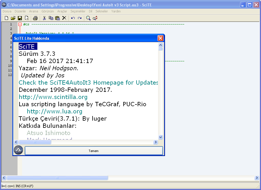 AutoIt 3.3.14.2 & SciTE 3.7.3 | Katılımsız
