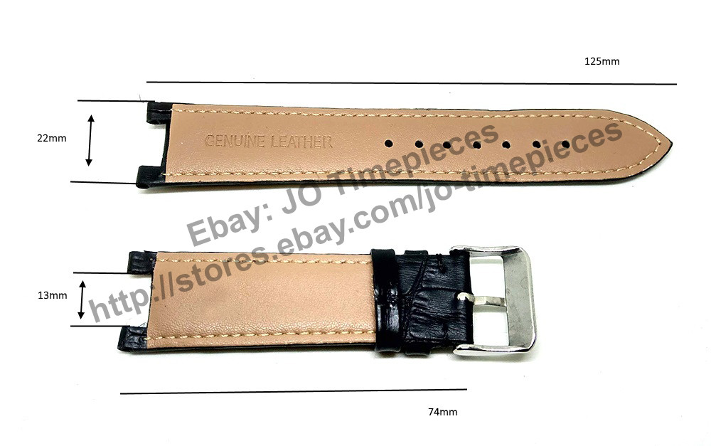 22mm Black Leather watch band / strap fits Guess Collection GC I31000G2 I42005G1 GC420005G