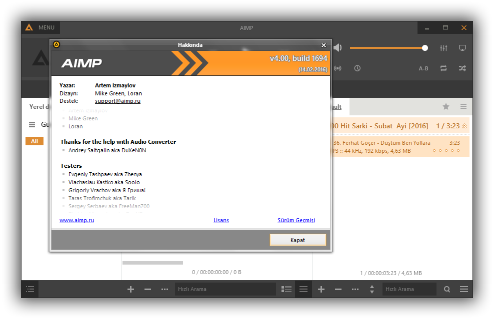 AIMP 4.00 Build 1694 Final | Katılımsız