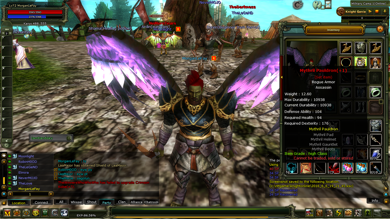 Rogue Shells Mythril Pauldron ( rogue dragon shell)