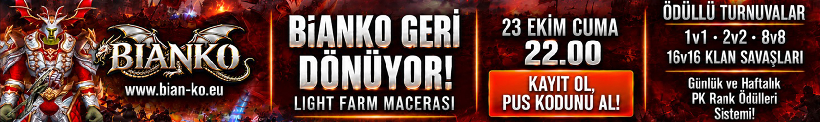 🔥BİANKO 'HUNTER' OFFICIAL 23 EKİM CUMA 22:00 | ⚡ 64 BIT DX11 CLIENT |  ⚔️V2 LIGHT FARM | Bian-KO.eu banner