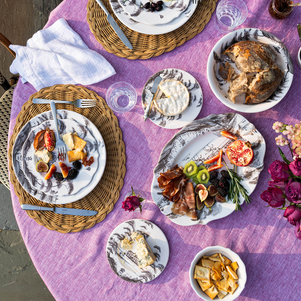 Juliska outdoor masa dekorasyonu bahçe sofrası