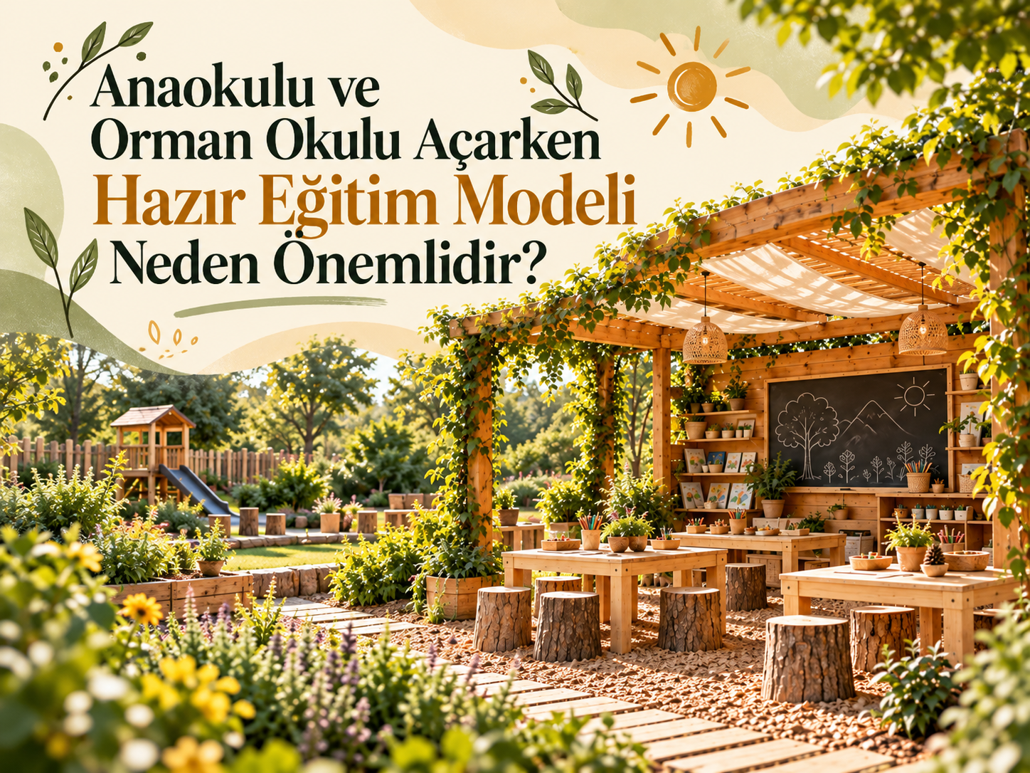 Anaokulu ve orman okulu açarken hazır eğitim modeli başlıklı görsel