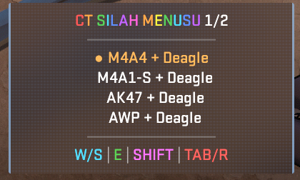 CT Silah Seçme Menüsü