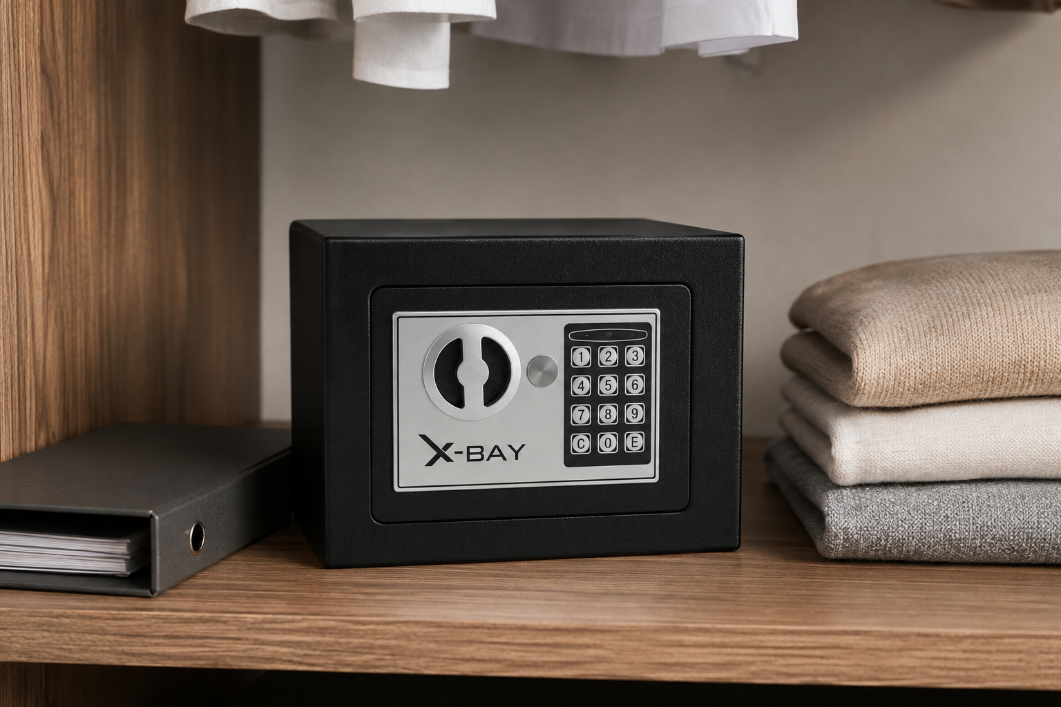 X-Bay XB-1700 çelik kasa evde dolap içinde kullanım görünümü