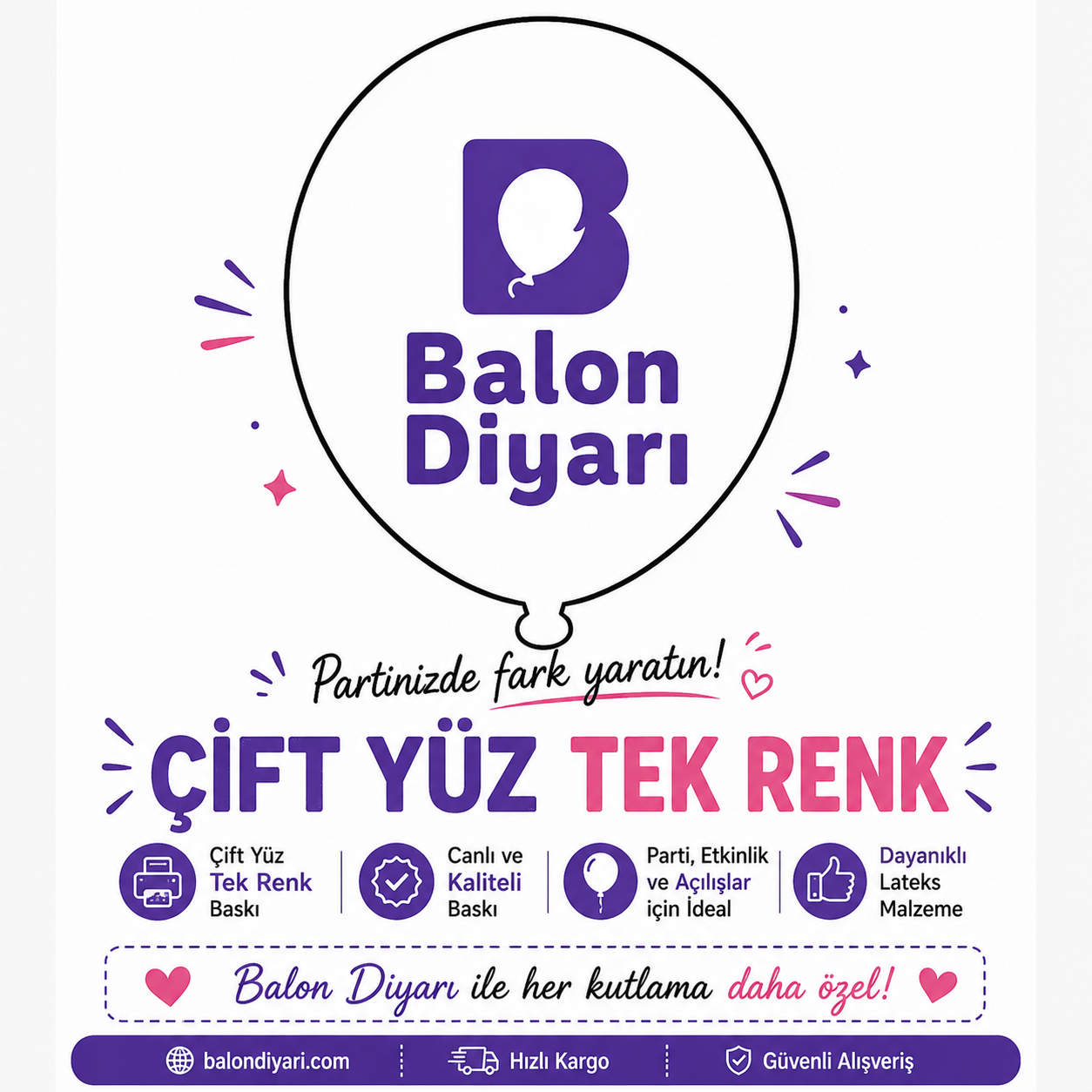 1000 Adet Reklam Baskılı Balon — Çift Yüz Tek Renk