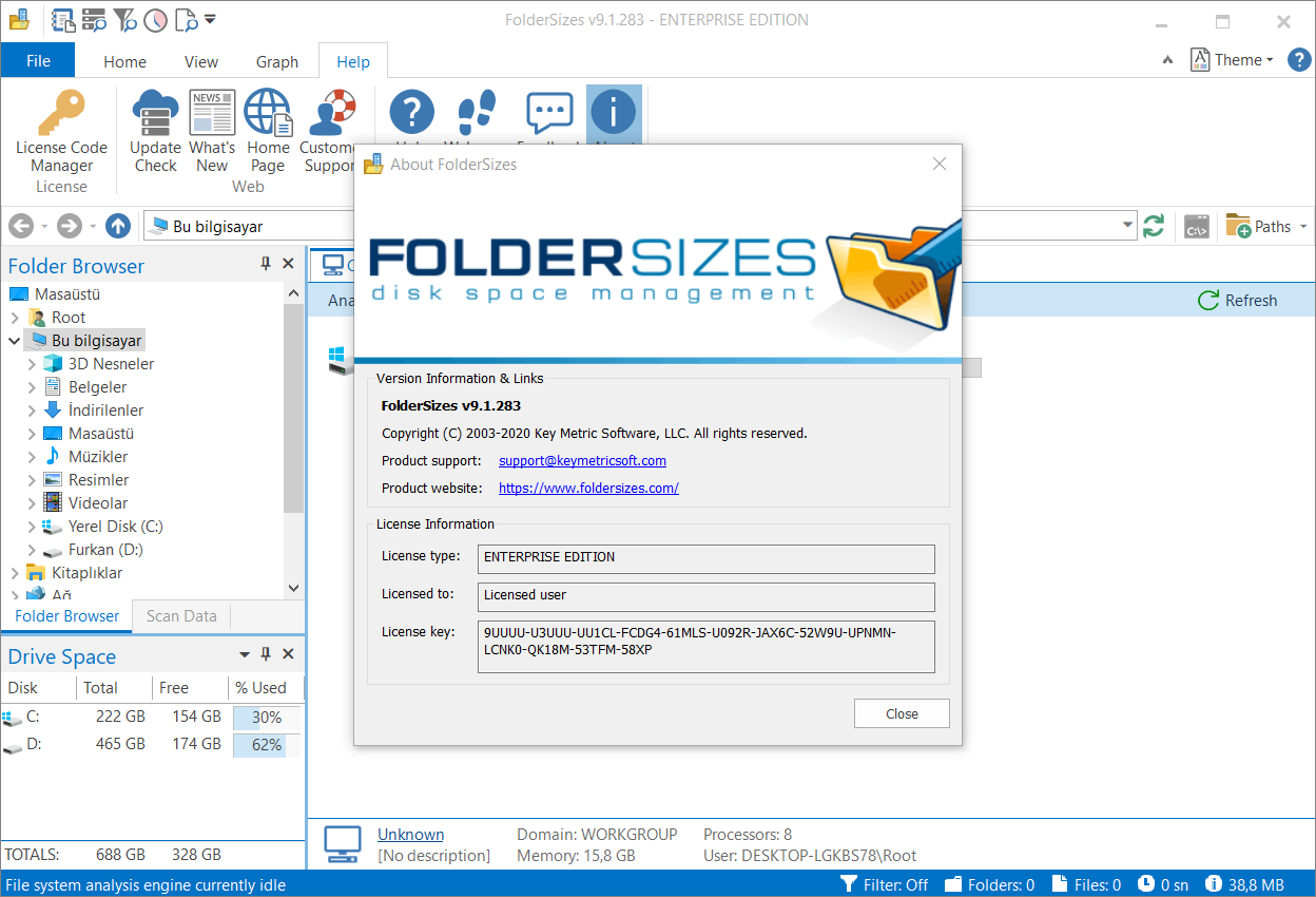 FolderSizes Enterprise Edition 9.5.422 | Katılımsız