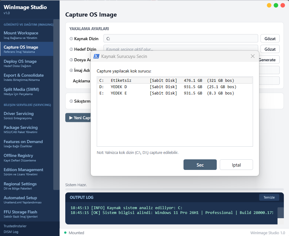 [test Sürümü] Winimage Studio - Powershell Tabanlı Modern Dism Arayüzü ...