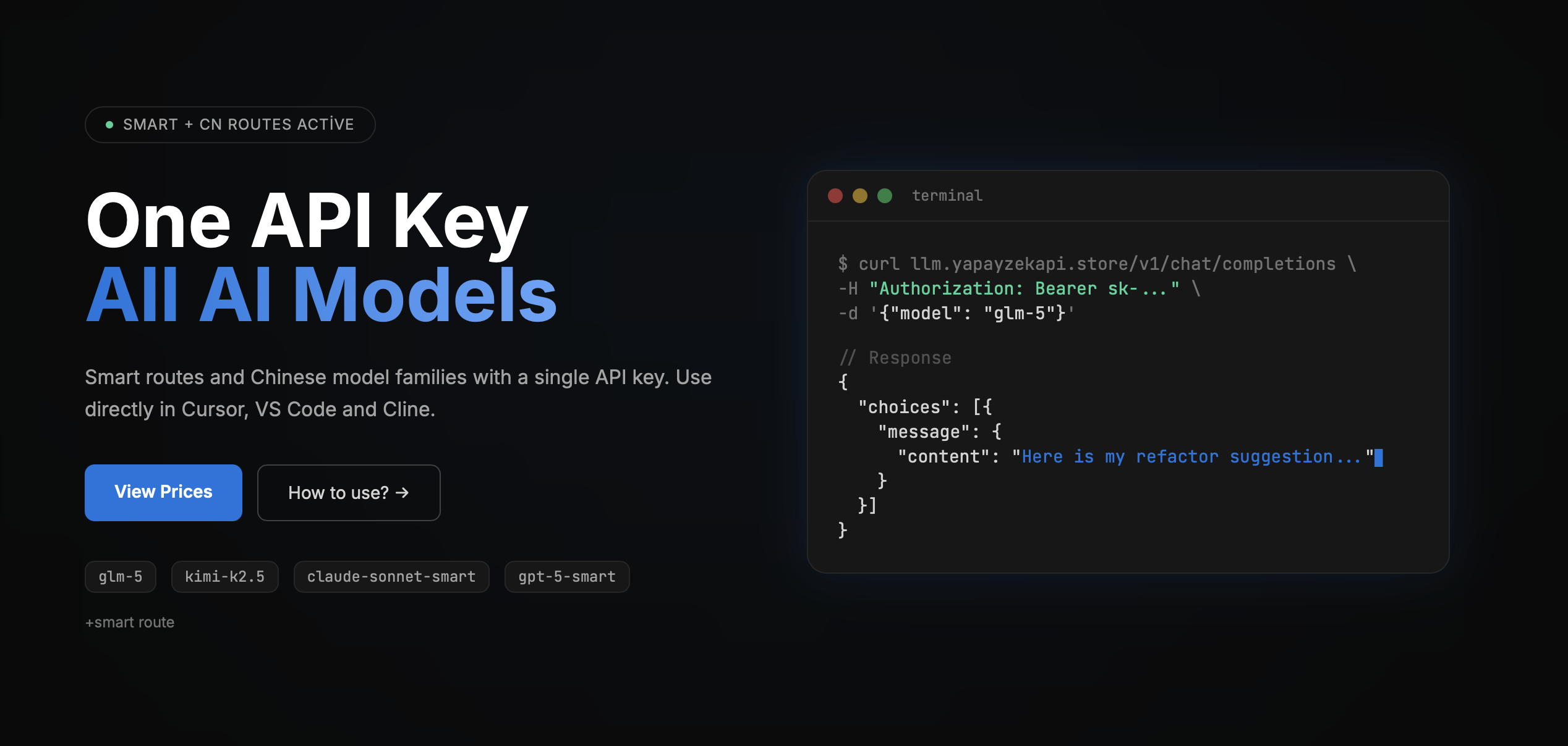 yapayzekapi.store — One API Key, All AI Models
