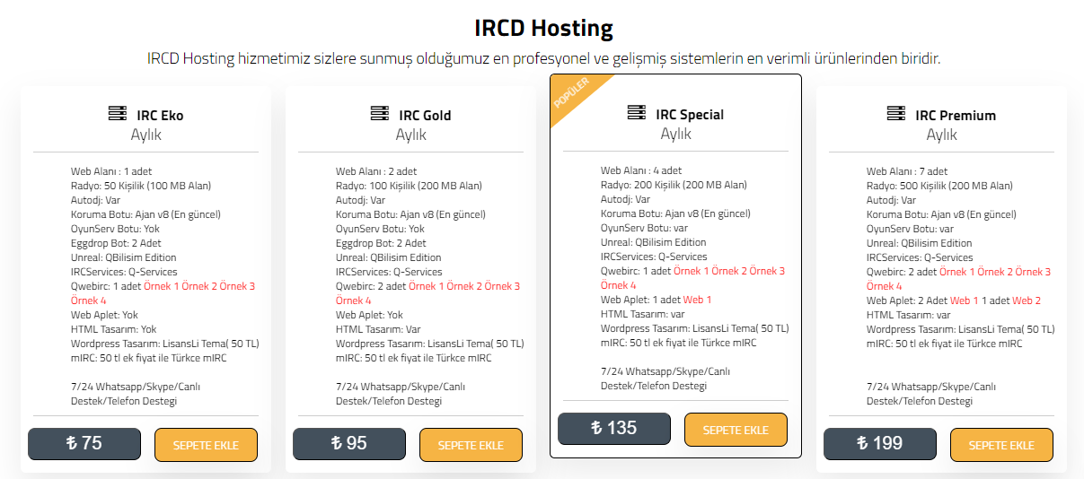 Kesintisiz Yeni IRCd Hosting Paketleri
