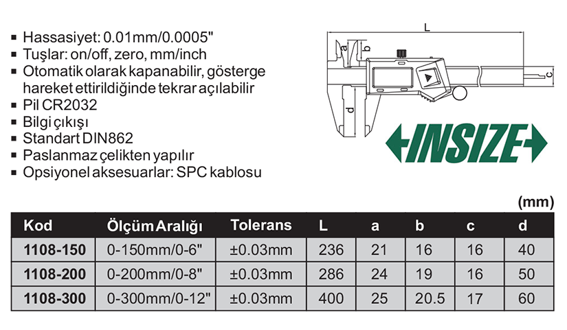 insize dijital kumpas