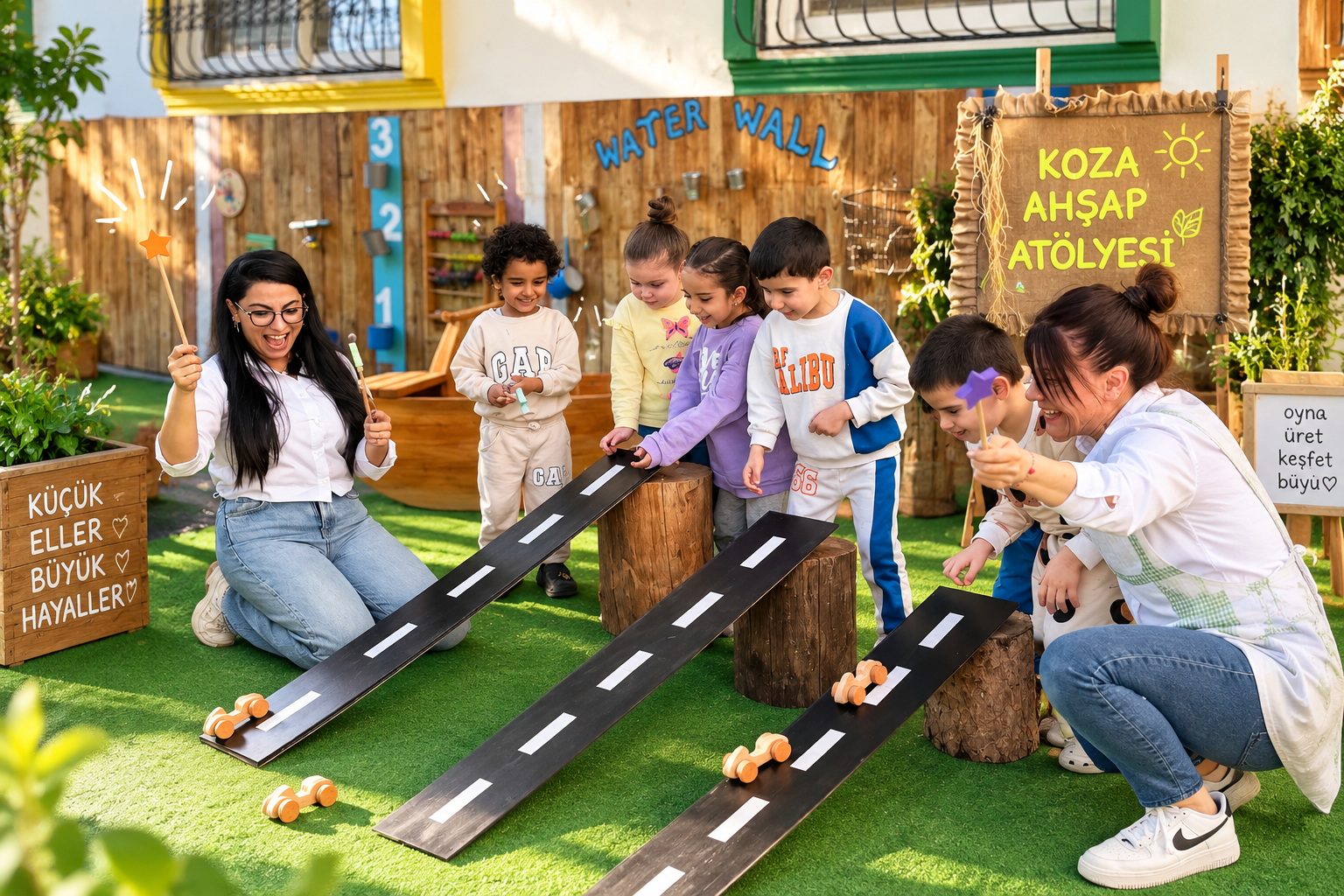 Koza Kreş açık hava ahşap atölyesi ve oyun etkinliği