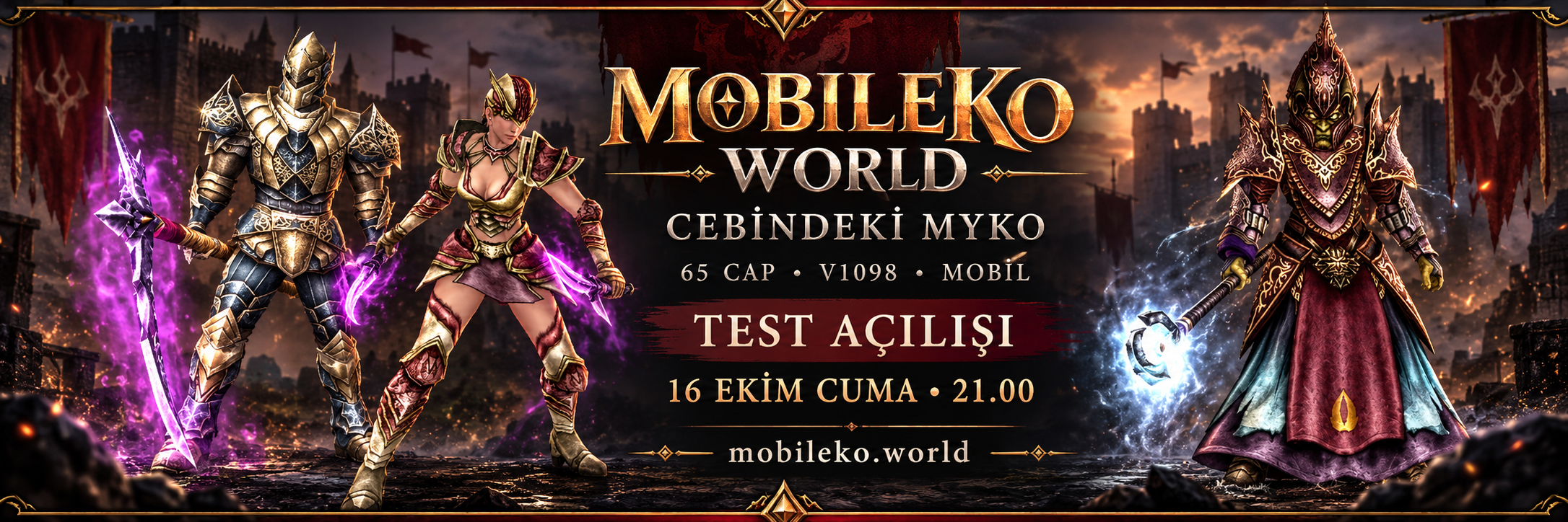 MobileKO World | V1098 MYKO · 65 CAP · Cebindeki MYKO | TEST: 16 Ekim Cuma 21.00 banner