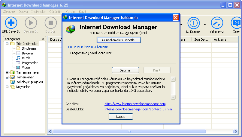 Internet Download Manager 6.25 Build 25 | Katılımsız