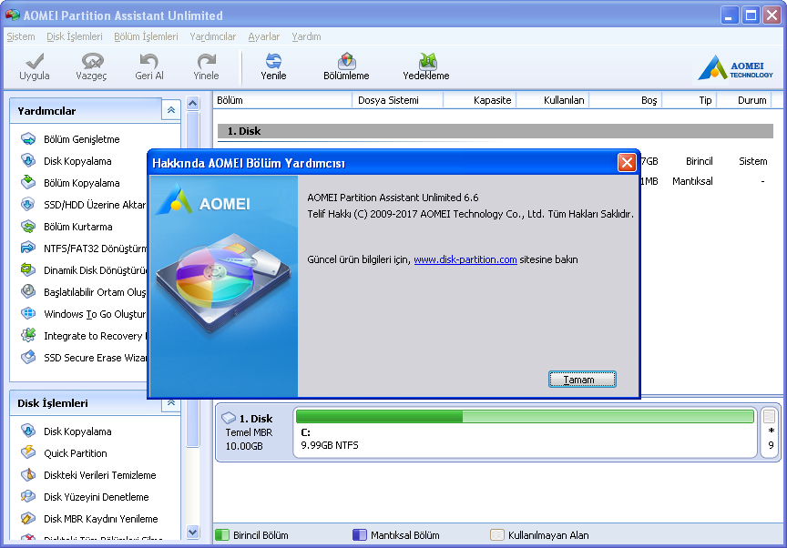 AOMEI Partition Assistant Unlimited 6.6 | Katılımsız
