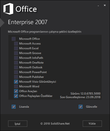 Microsoft Office Enterprise 2007 SP3 TR | Eylül 2018