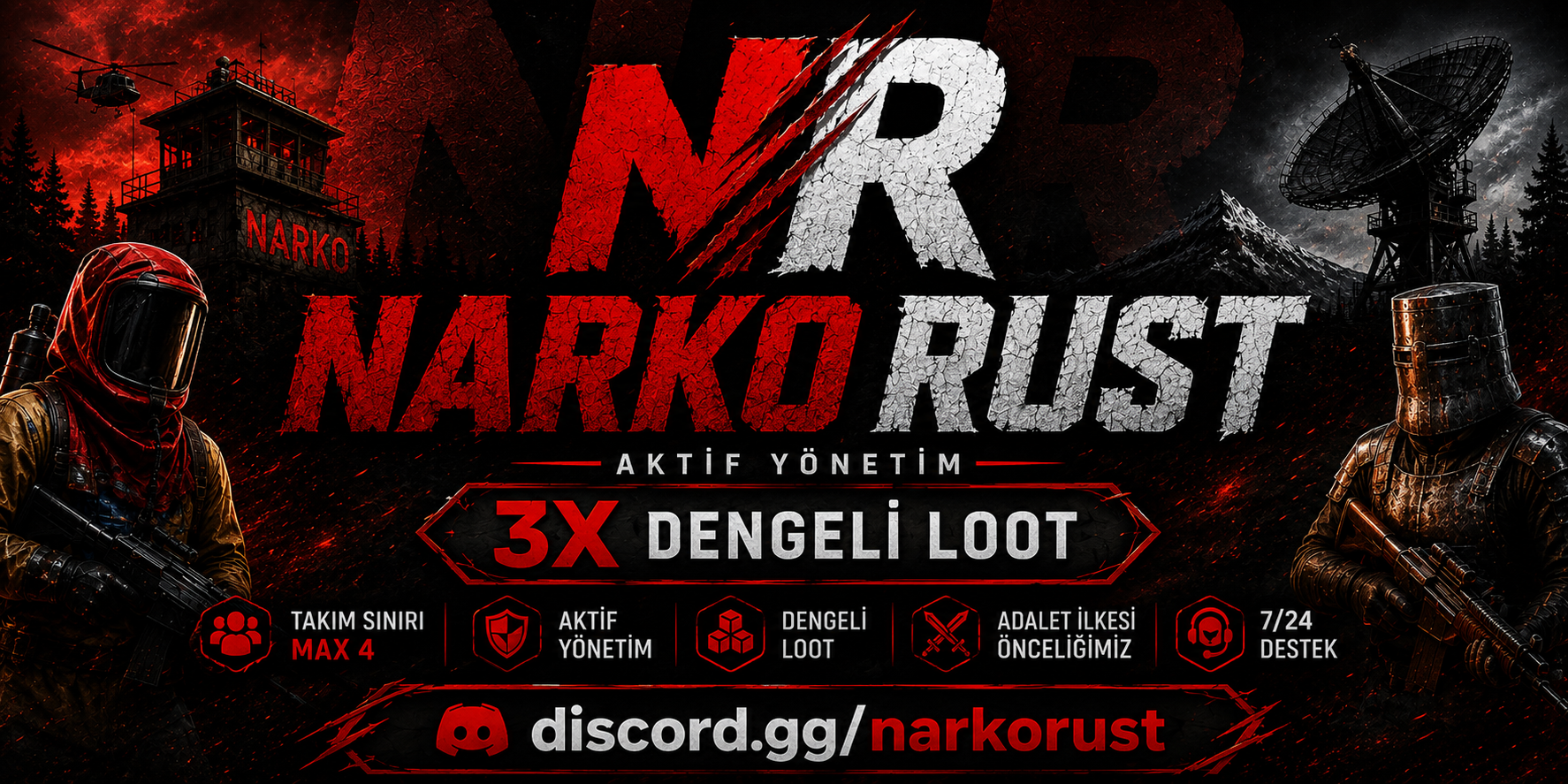 Баннер сервера [EU/TR] Narko 3X | Max 4 | Loot X3 | TP | Home | Kit