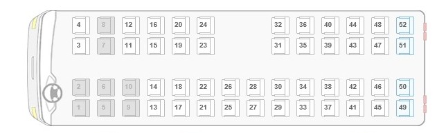 В автобусе 51 место 2 трети. Неоплан 49 мест схема салона. Yutong zk6122h9 схема рассадки 51 место. Схема автобуса Ютонг 51 место. Неоплан схема расположения мест.