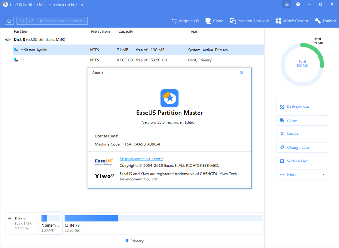 EaseUS Partition Master Technician Edition 13.8 | Katılımsız